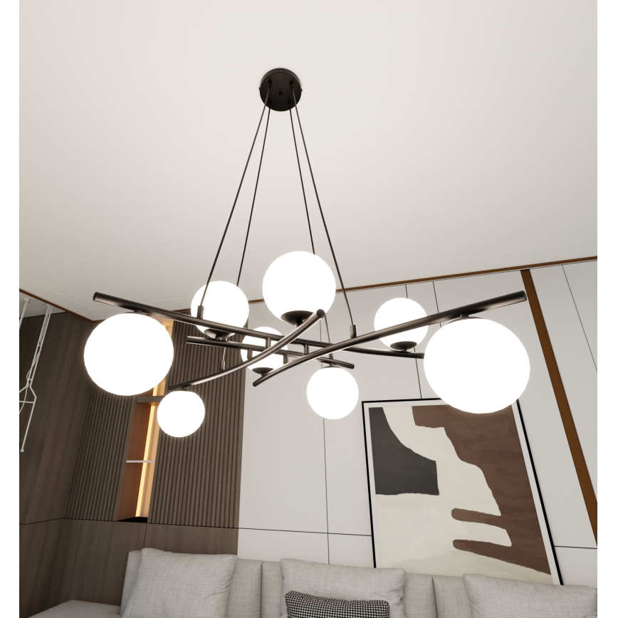 Lampadario a sospensione con filo ESSA 8xE14/10W/230V nero/bianco