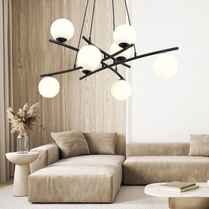 Lampadario a sospensione con filo ESSA 8xE14/10W/230V nero/bianco