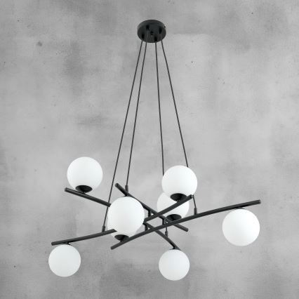 Lampadario a sospensione con filo ESSA 8xE14/10W/230V nero/bianco
