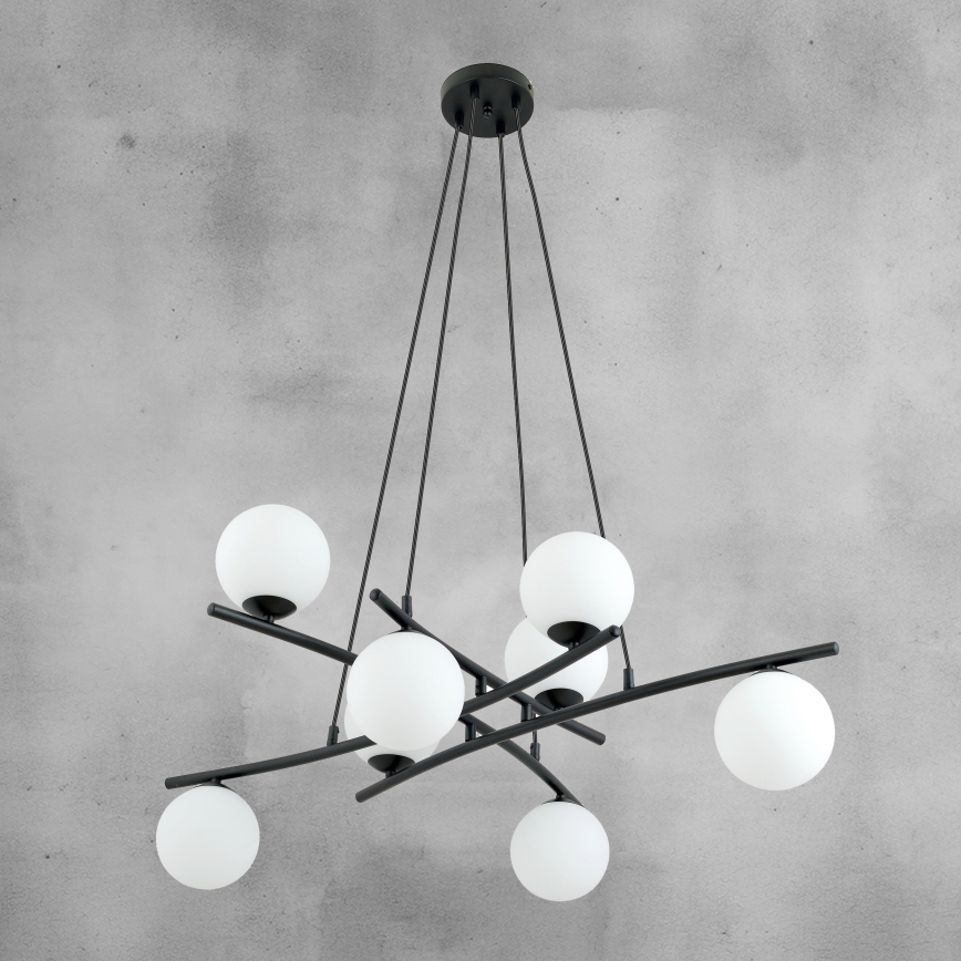 Lampadario a sospensione con filo ESSA 8xE14/10W/230V nero/bianco