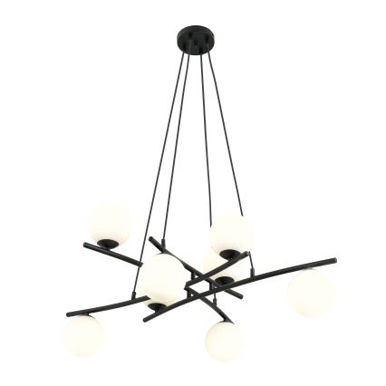 Lampadario a sospensione con filo ESSA 8xE14/10W/230V nero/bianco