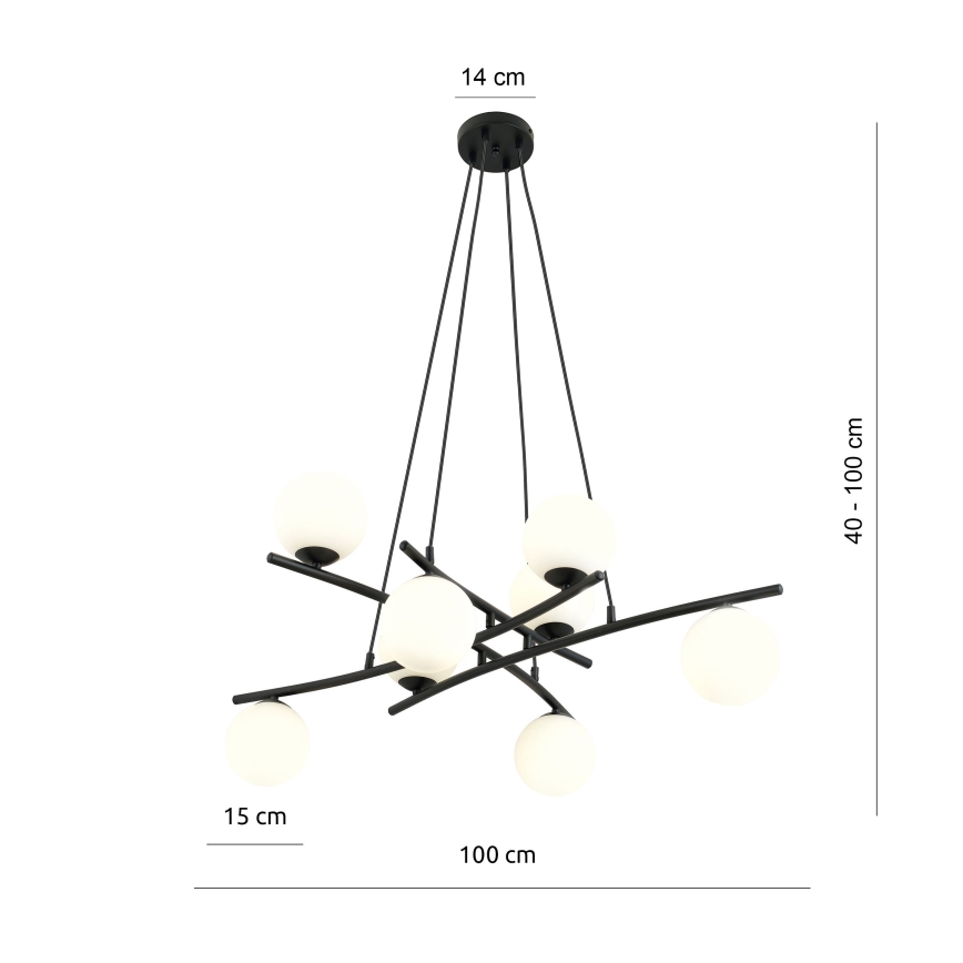 Lampadario a sospensione con filo ESSA 8xE14/10W/230V nero/bianco