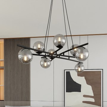 Lampadario a sospensione con filo ESSA 8xE14/10W/230V nero/fumé