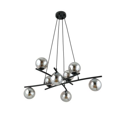 Lampadario a sospensione con filo ESSA 8xE14/10W/230V nero/fumé