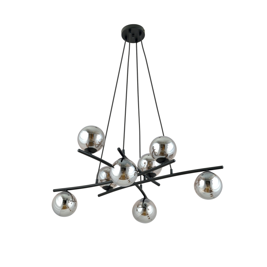 Lampadario a sospensione con filo ESSA 8xE14/10W/230V nero/fumé