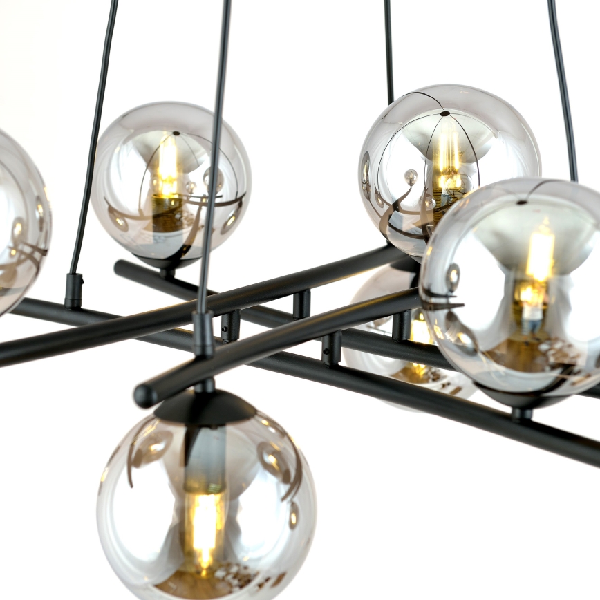 Lampadario a sospensione con filo ESSA 8xE14/10W/230V nero/fumé