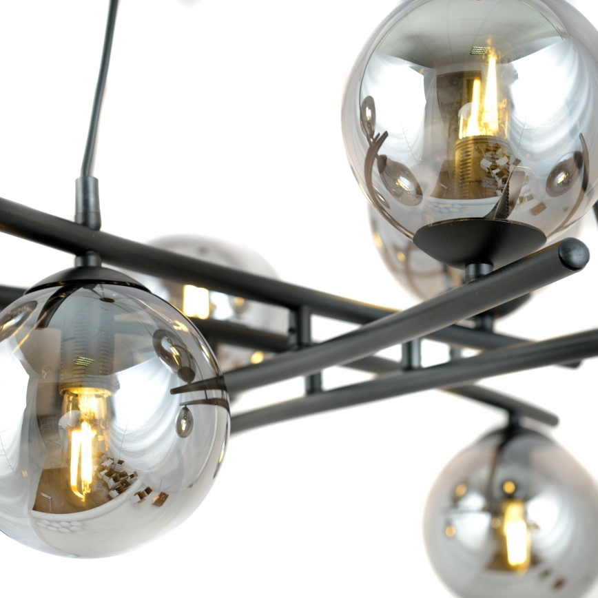 Lampadario a sospensione con filo ESSA 8xE14/10W/230V nero/fumé