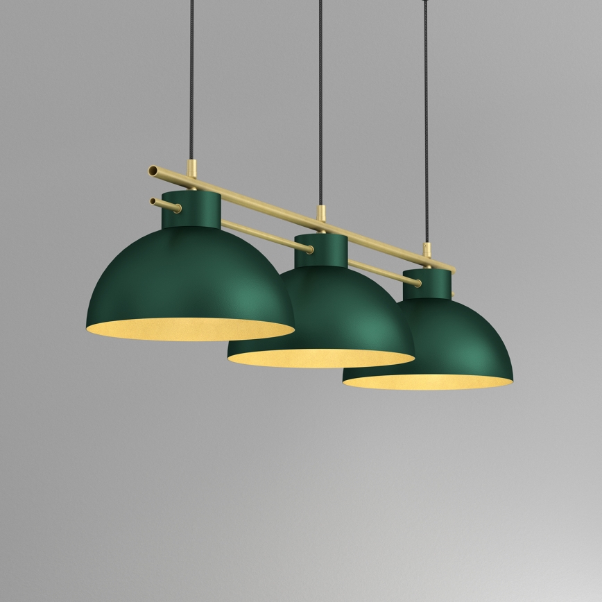 Lampadario a sospensione con filo ESTATE 3xE27/15W/230V verde