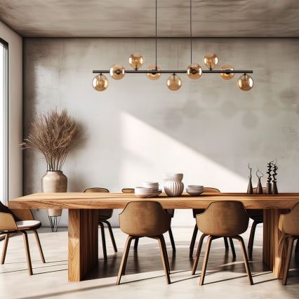 Lampadario a sospensione con filo ESTERA 9xG9/6W/230V marrone/fumé beige