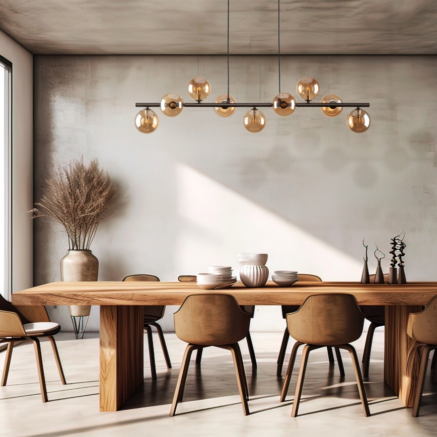 Lampadario a sospensione con filo ESTERA 9xG9/6W/230V marrone/fumé beige