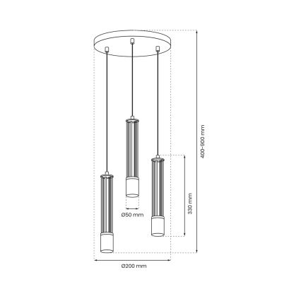 Lampadario a sospensione con filo ESTILO 3xGU10/40W/230V nero