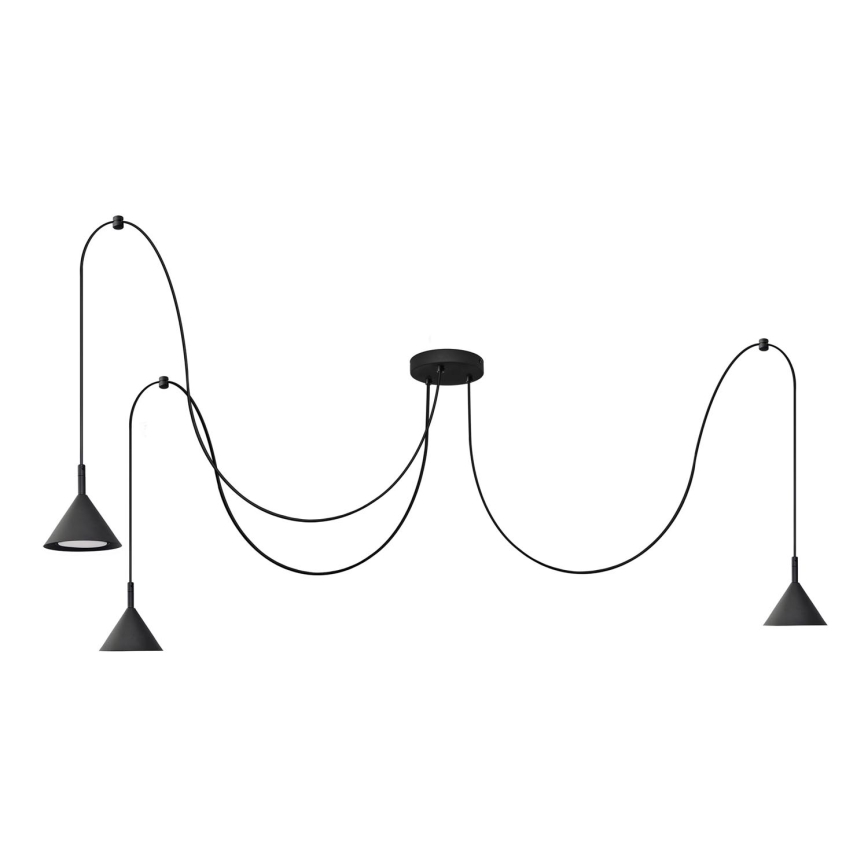 Lampadario a sospensione con filo ETNA 3xGX53/10W/230V ragno nero
