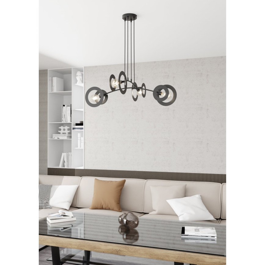 Lampadario a sospensione con filo EUFORIA 4xE27/15W/230V nero