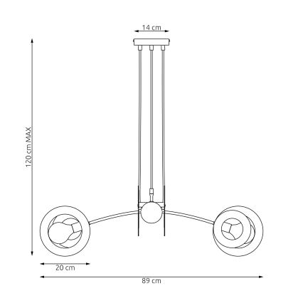 Lampadario a sospensione con filo EUFORIA 4xE27/15W/230V nero