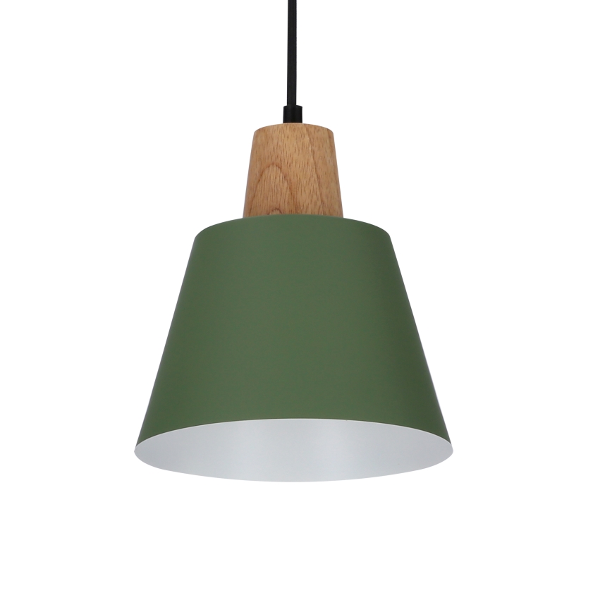 Lampadario a sospensione con filo FARO 1xE27/40W/230V verde/faggio