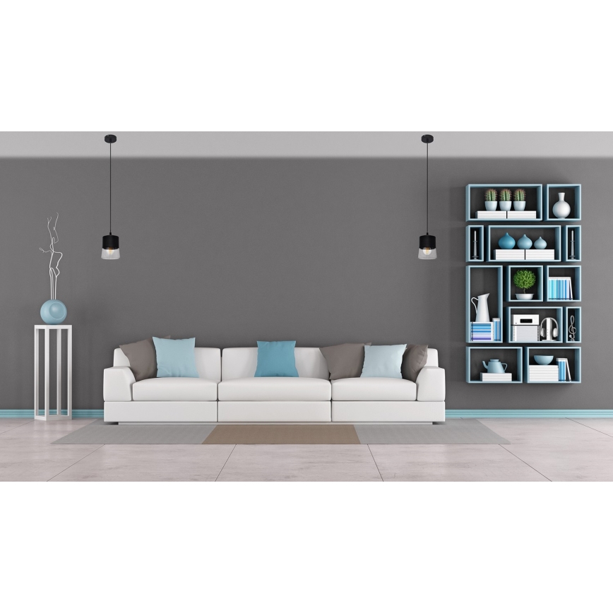 Lampadario a sospensione con filo FERGIE 1xE27/15W/230V nero