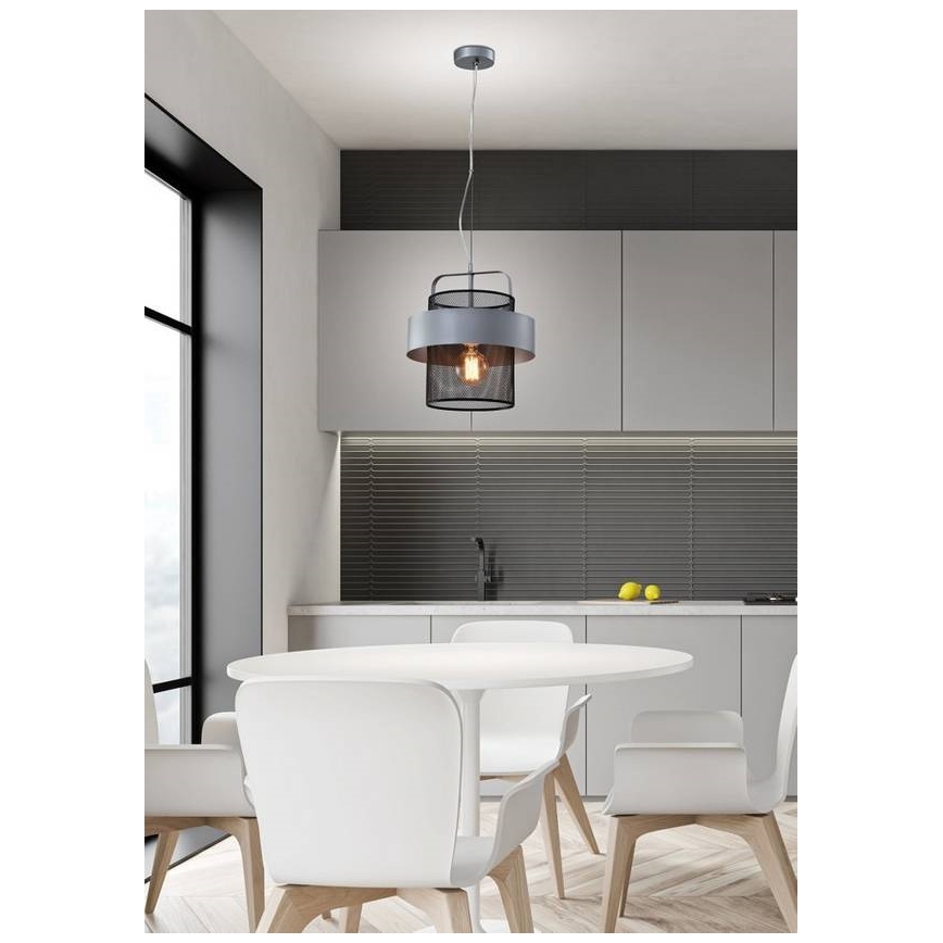 Lampadario a sospensione con filo FIBA 1xE27/60W/230V argento/nero