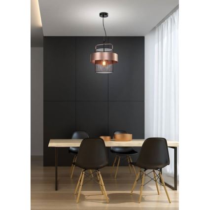 Lampadario a sospensione con filo FIBA 1xE27/60W/230V Oro rosa/nero