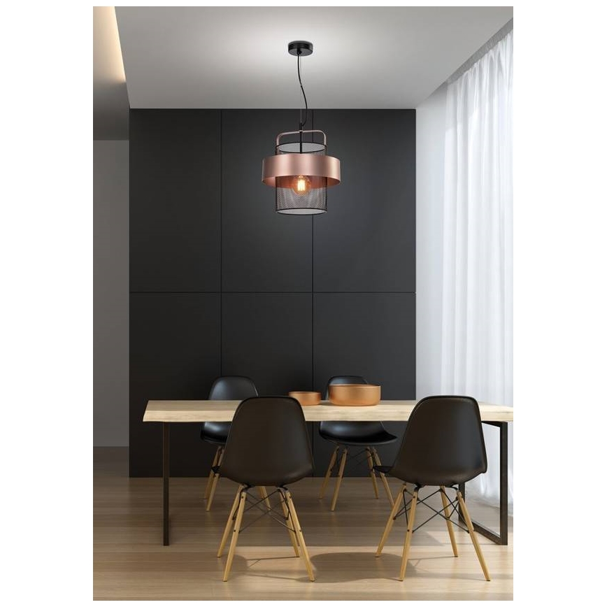 Lampadario a sospensione con filo FIBA 1xE27/60W/230V Oro rosa/nero