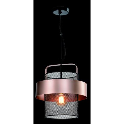 Lampadario a sospensione con filo FIBA 1xE27/60W/230V Oro rosa/nero