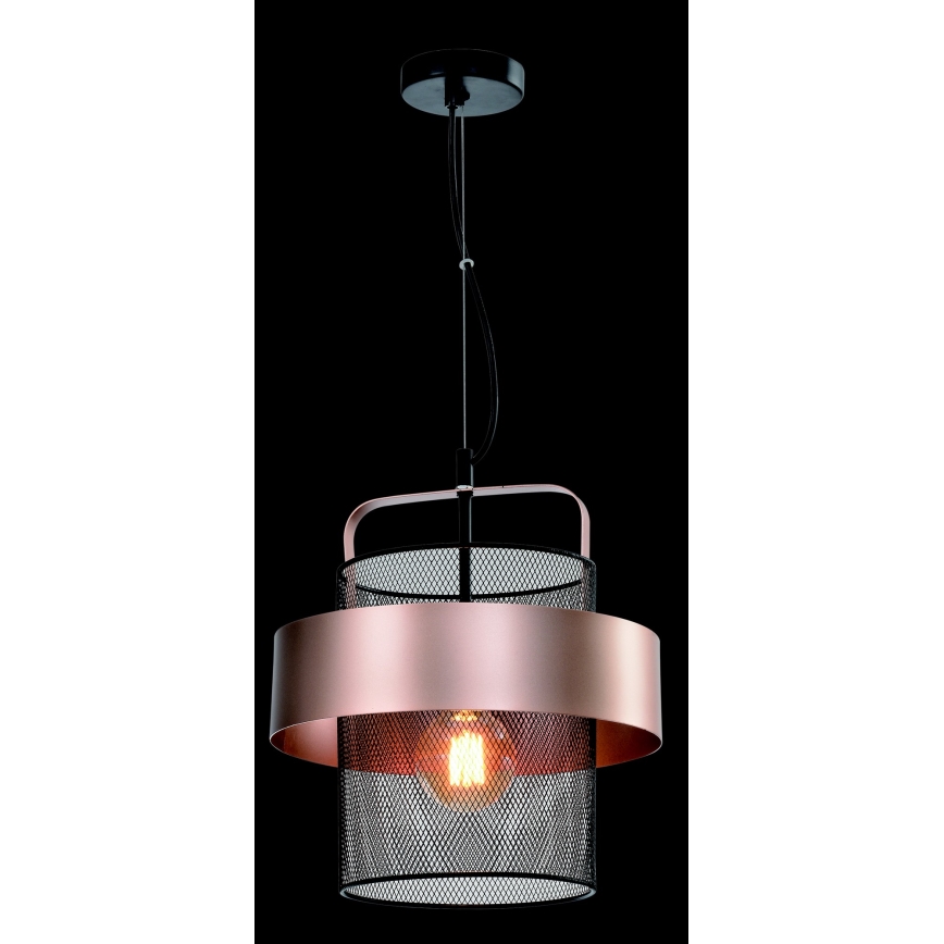 Lampadario a sospensione con filo FIBA 1xE27/60W/230V Oro rosa/nero