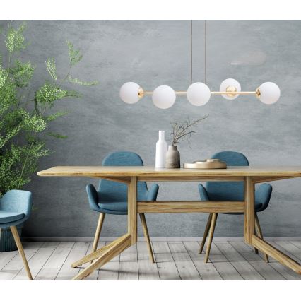 Lampadario a sospensione con filo FIRA 5xE27/60W/230V oro