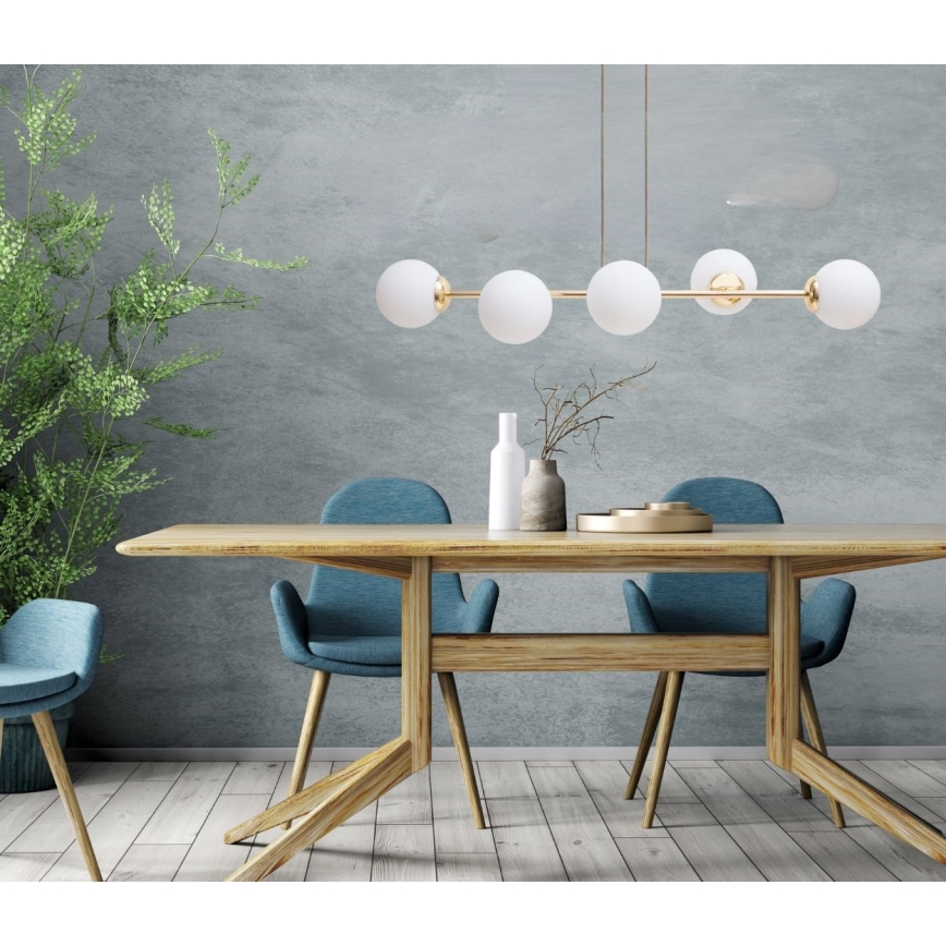 Lampadario a sospensione con filo FIRA 5xE27/60W/230V oro
