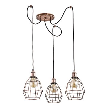 Lampadario a sospensione con filo FIREFOX 3xE27/15W/230V bronzo