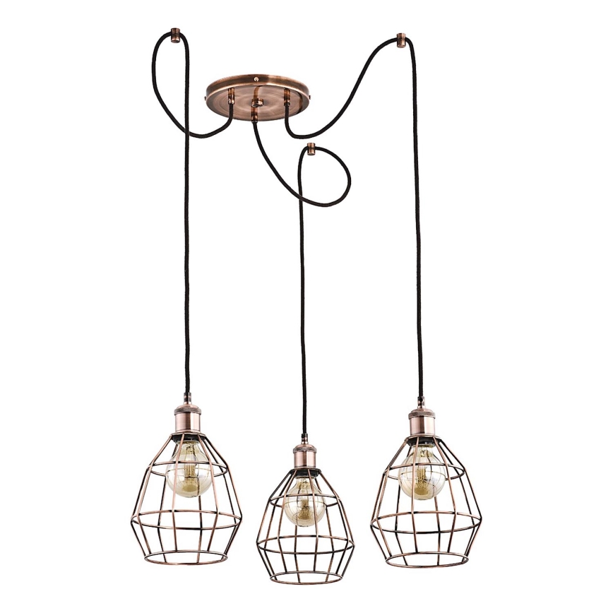 Lampadario a sospensione con filo FIREFOX 3xE27/15W/230V bronzo