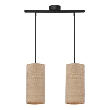 Lampadario a sospensione con filo FLERI 2xE27/60W/230V rattan