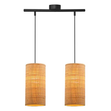 Lampadario a sospensione con filo FLERI 2xE27/60W/230V rattan