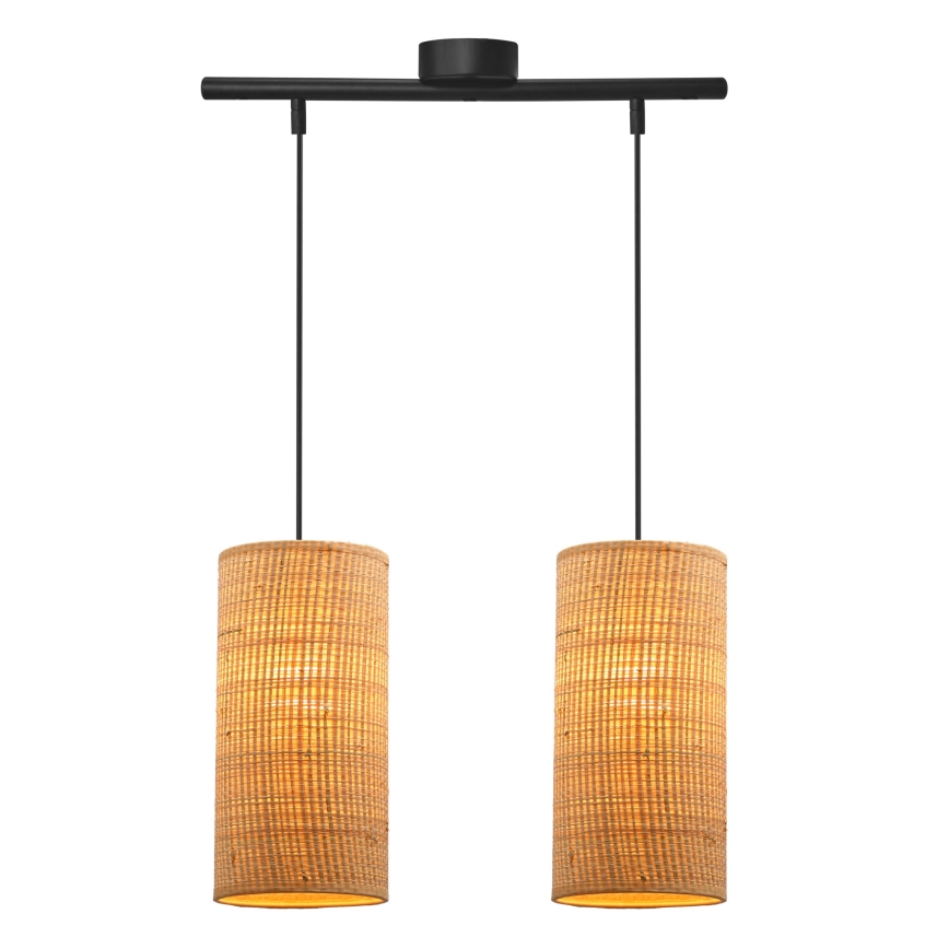 Lampadario a sospensione con filo FLERI 2xE27/60W/230V rattan