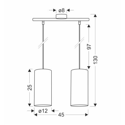 Lampadario a sospensione con filo FLERI 2xE27/60W/230V rattan
