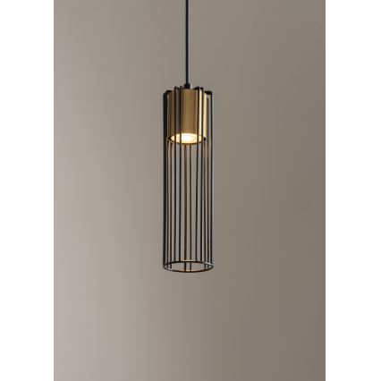 Lampadario a sospensione con filo FOBIA 1xGU10/25W/230V nero/oro