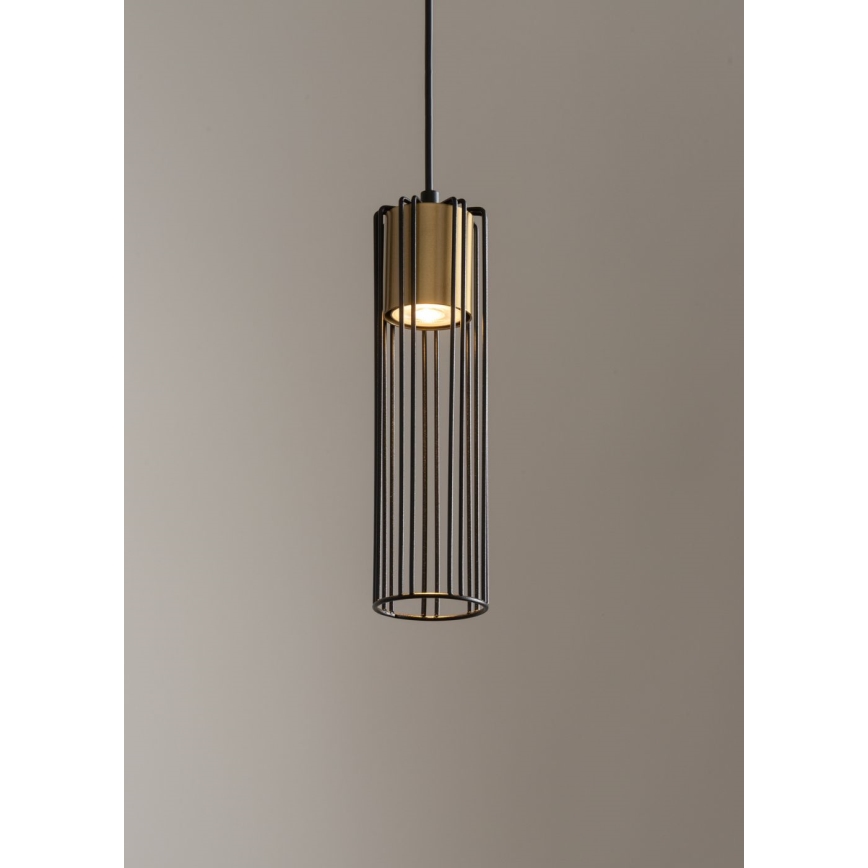 Lampadario a sospensione con filo FOBIA 1xGU10/25W/230V nero/oro