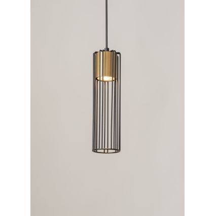 Lampadario a sospensione con filo FOBIA 1xGU10/25W/230V nero/oro