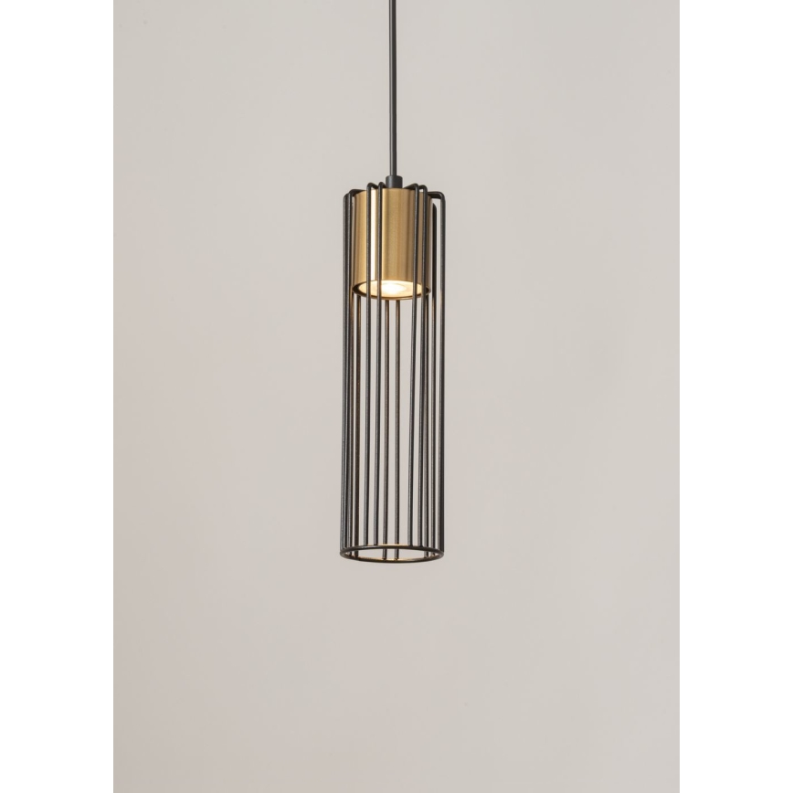Lampadario a sospensione con filo FOBIA 1xGU10/25W/230V nero/oro