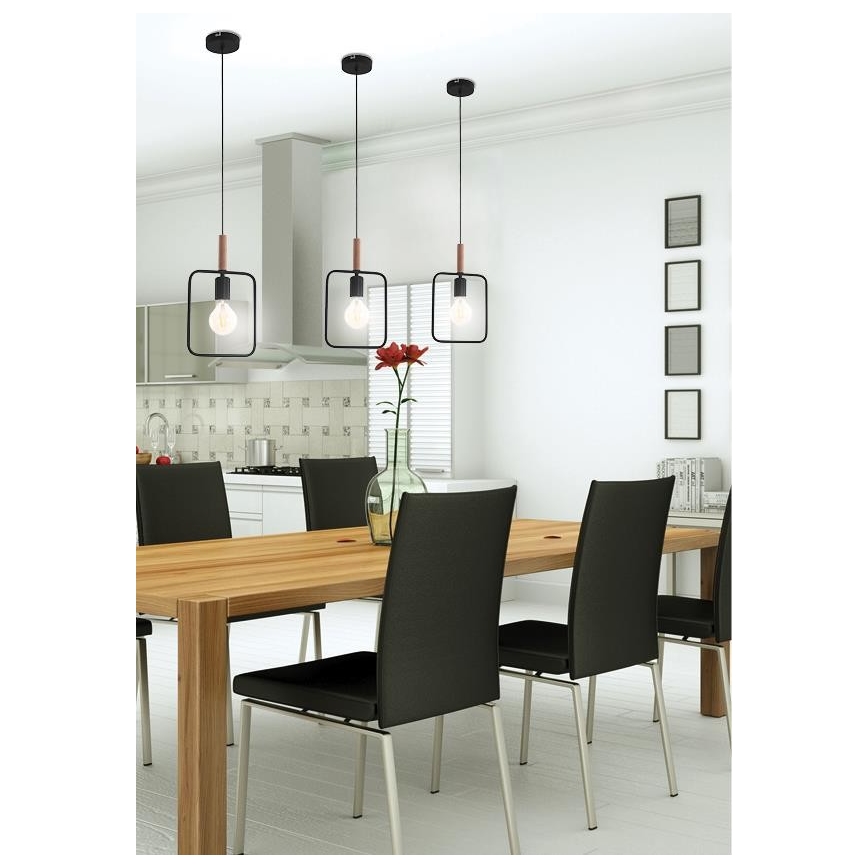 Lampadario a sospensione con filo FRAME 1xE27/60W/230V nero