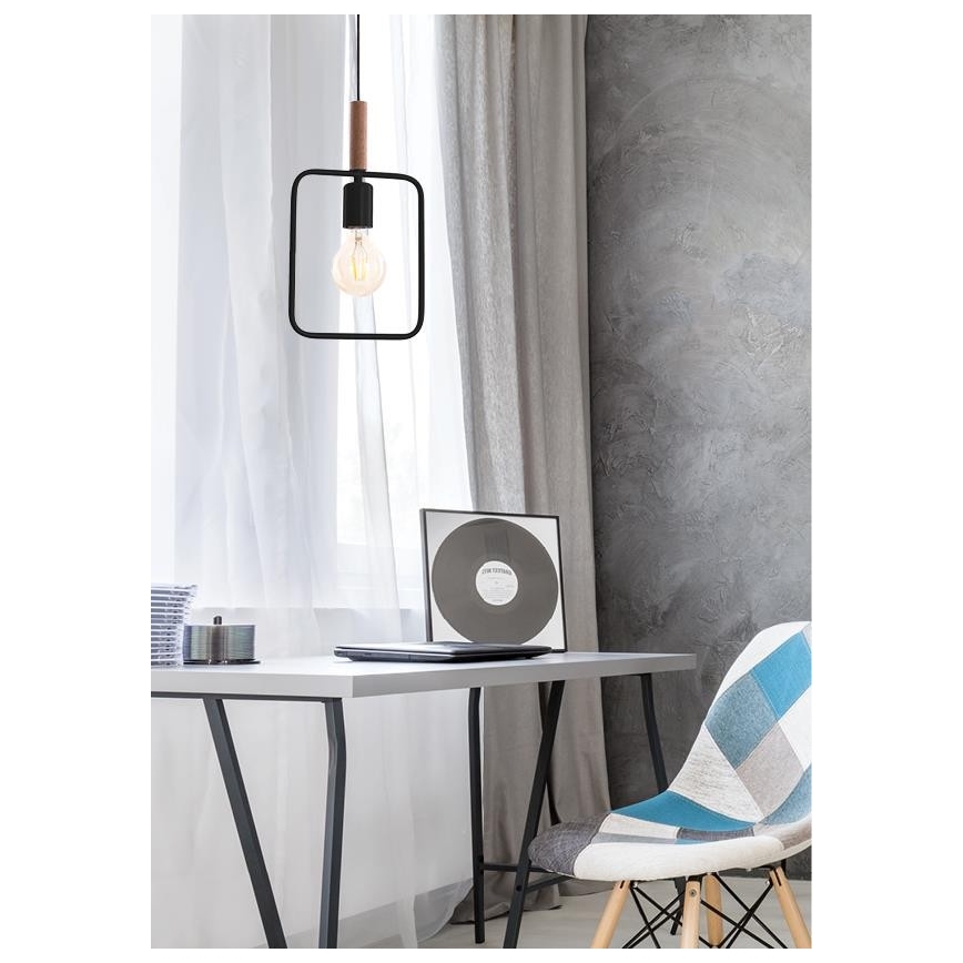 Lampadario a sospensione con filo FRAME 1xE27/60W/230V nero