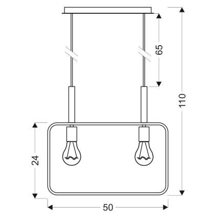 Lampadario a sospensione con filo FRAME 2xE27/60W/230V nero