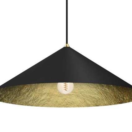 Lampadario a sospensione con filo FUJI 1xE27/60W/230V diametro 70 cm nero/oro