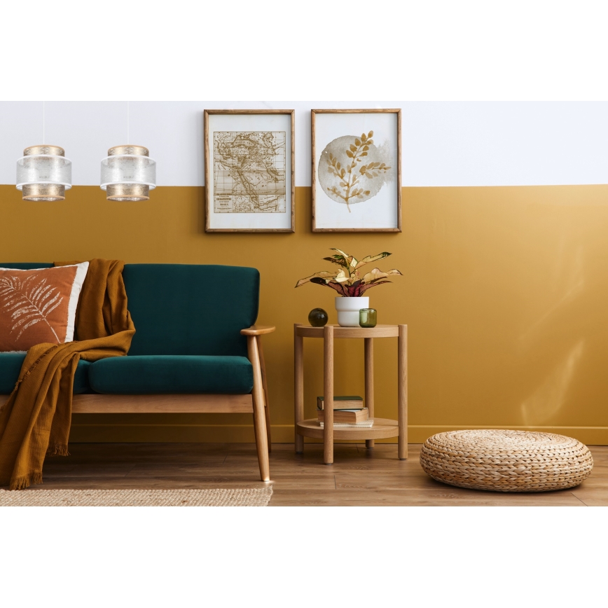 Lampadario a sospensione con filo GABI 2xE27/60W/230V oro/bianco