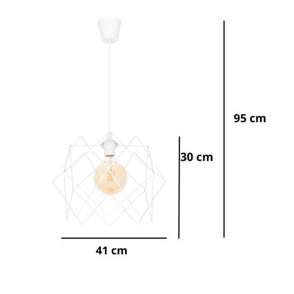 Lampadario a sospensione con filo GALL 1xE27/60W/230V bianco