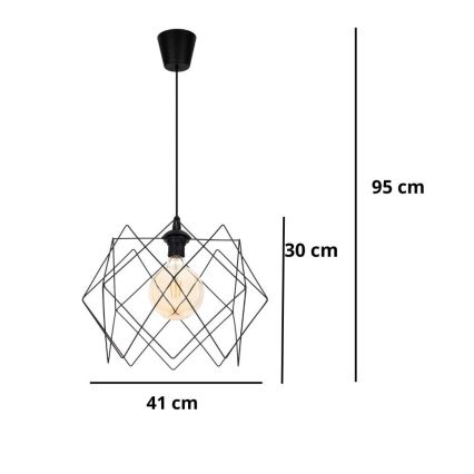 Lampadario a sospensione con filo GALL 1xE27/60W/230V nero