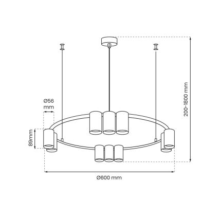 Lampadario a sospensione con filo GENESIS 10xGU10/8W/230V bianco