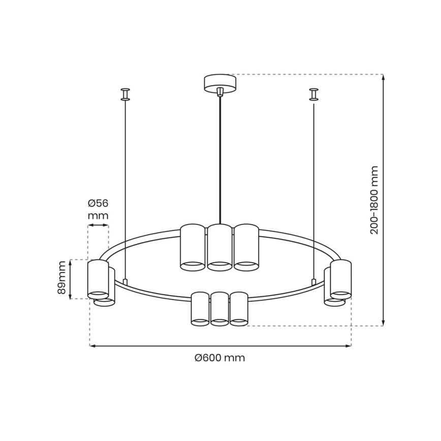 Lampadario a sospensione con filo GENESIS 10xGU10/8W/230V oro