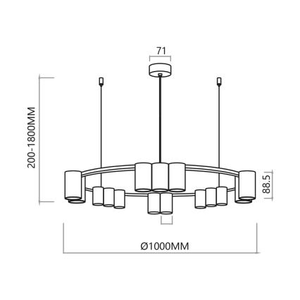 Lampadario a sospensione con filo GENESIS 15xGU10/8W/230V bianco