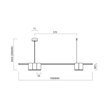 Lampadario a sospensione con filo GENESIS 5xGU10/8W/230V bianco