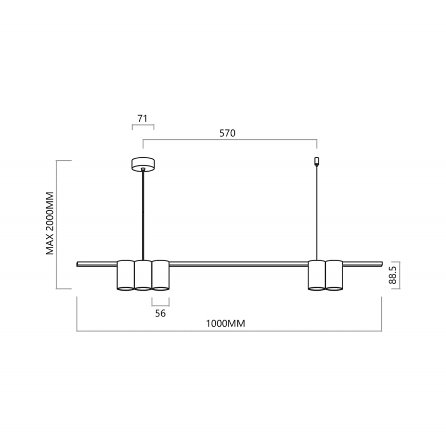 Lampadario a sospensione con filo GENESIS 5xGU10/8W/230V bianco