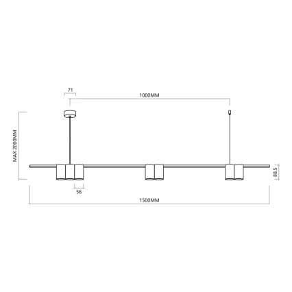 Lampadario a sospensione con filo GENESIS 7xGU10/8W/230V bianco